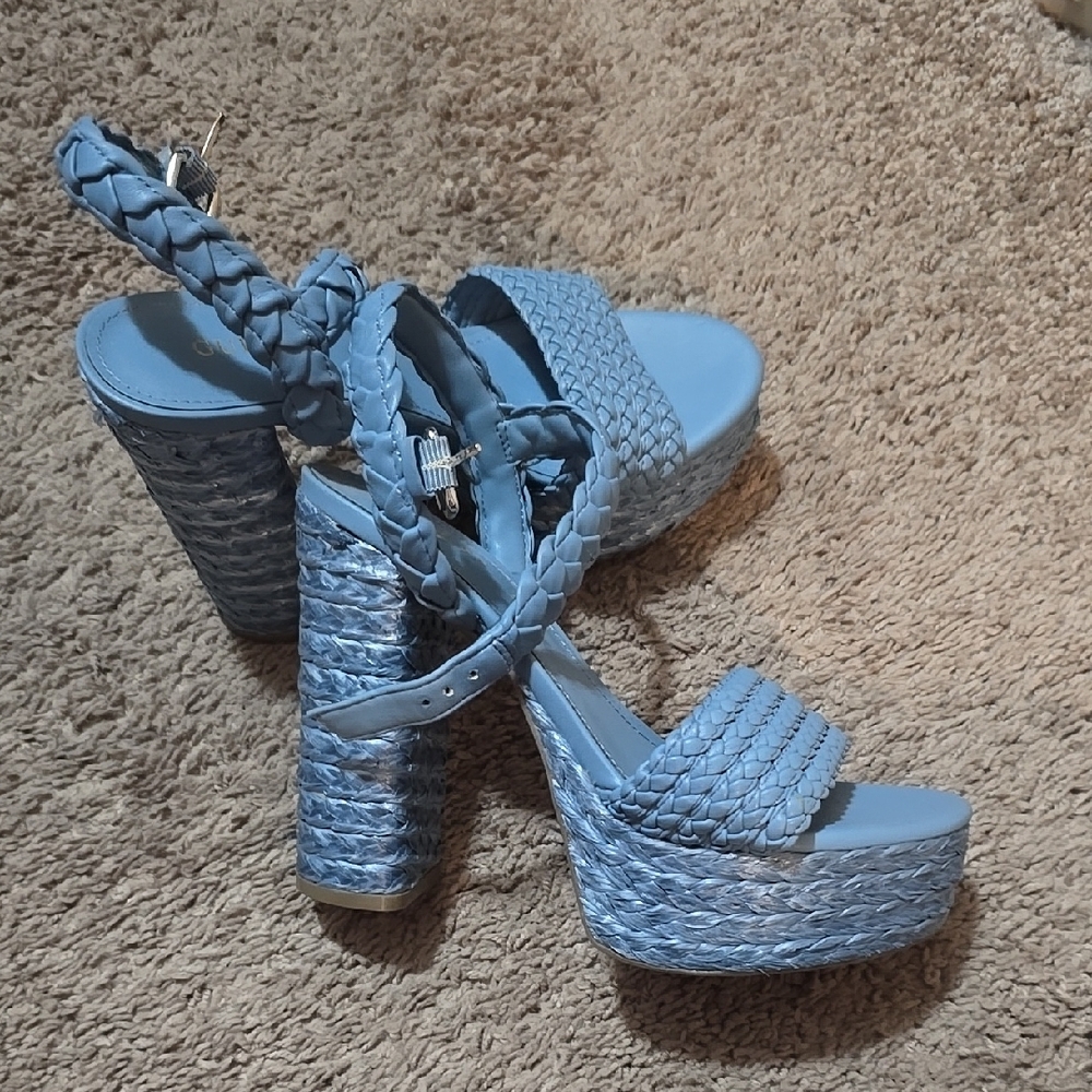 Braided Platform Heels in Blue